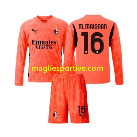 Completo Calcio AC Milan Mike Maignan 16 Portiere Bambino Divisa Quarta 2024-2025 ML